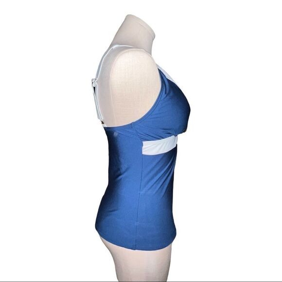 DKNY Colorblocked Tankini Top Baltic Navy Women's Large NWT - Picture 5 of 8